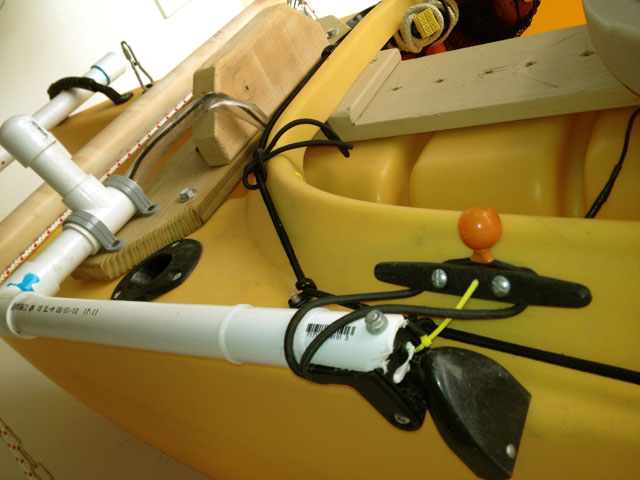 depth finder, and a DIY transom mount for his electric trolling motor 