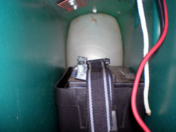 battery in fishing kayak hull